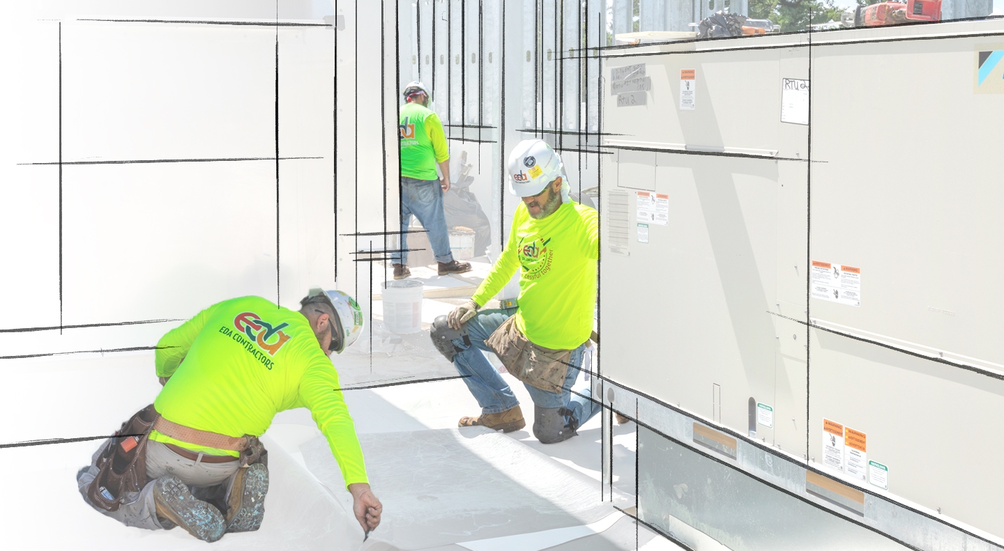EDA workers on a roof